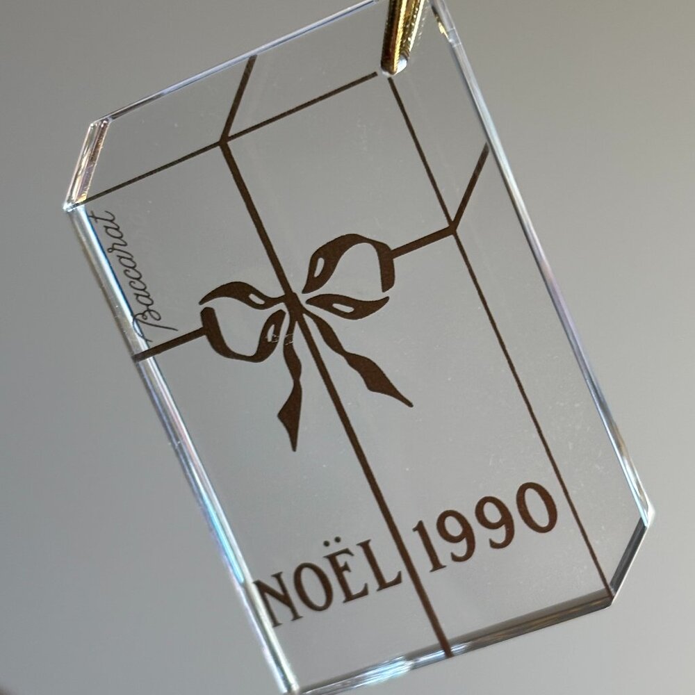 Baccarat Crystal Ornaments Lot of 3: 1989 Snowman, 1990 Gift Box, 1991 Snowflake - Picture 4 of 10